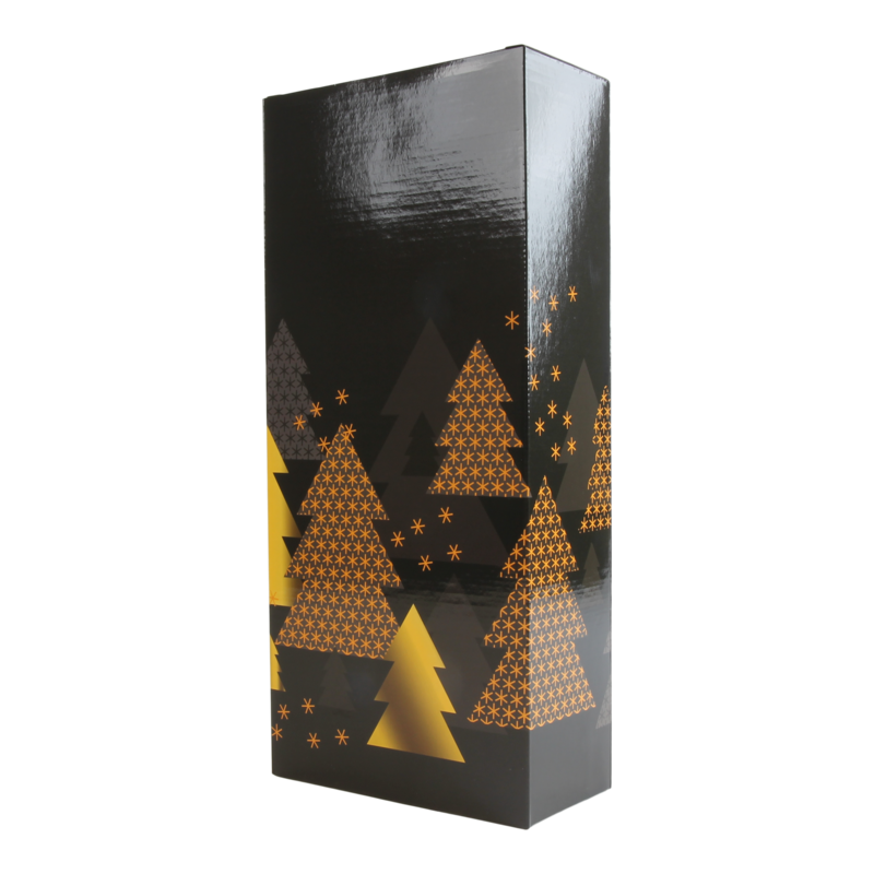 Flesdoos 2 fles Golden trees Zwart 1