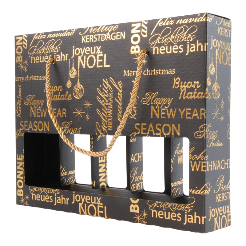Bierdoos koffer Voor 5 bierflessen Kerst/ nieuwjaar Naturel 1