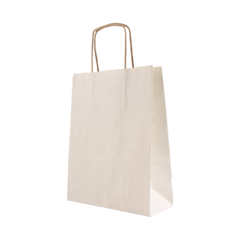 Draagtas Graspapier 18+(2x4)x22cm Naturel 1