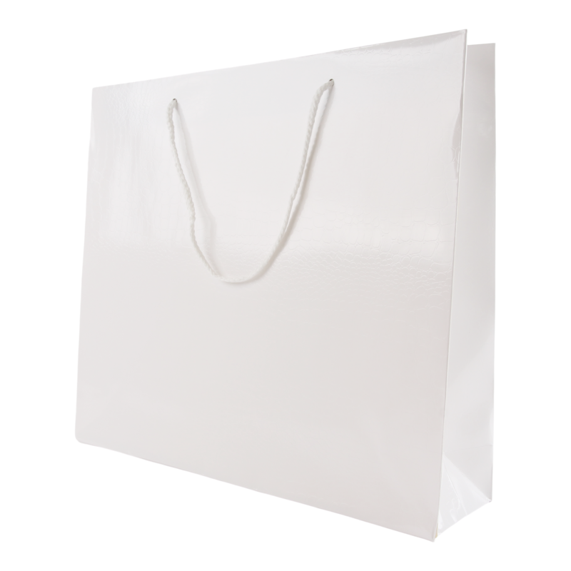 Draagtas Luxe karton 35+(2x5)x40cm Croco Wit 1