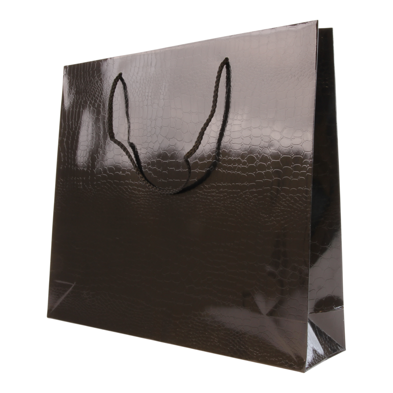 Draagtas Luxe karton 35+(2x5)x40cm Croco Zwart 1