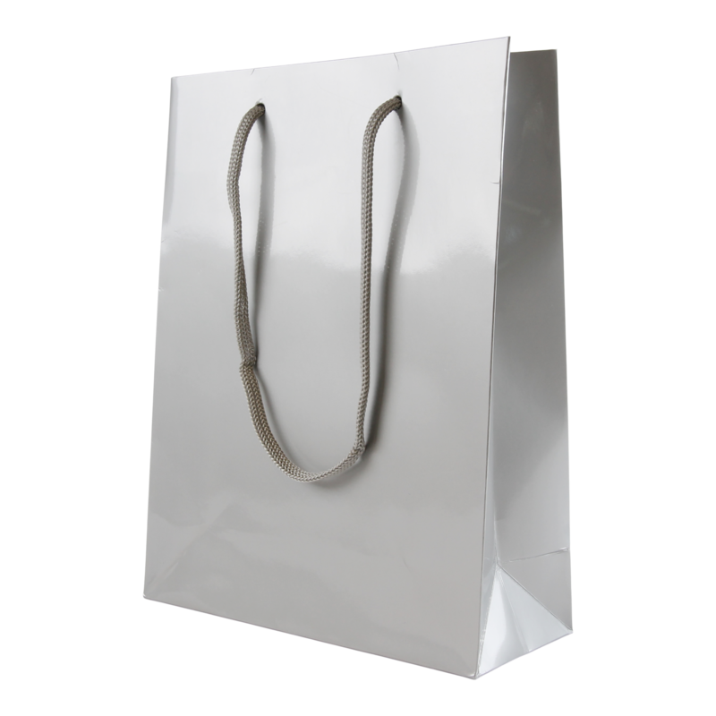 Draagtas Luxe karton 20+(2x4)x26cm Zilver 1
