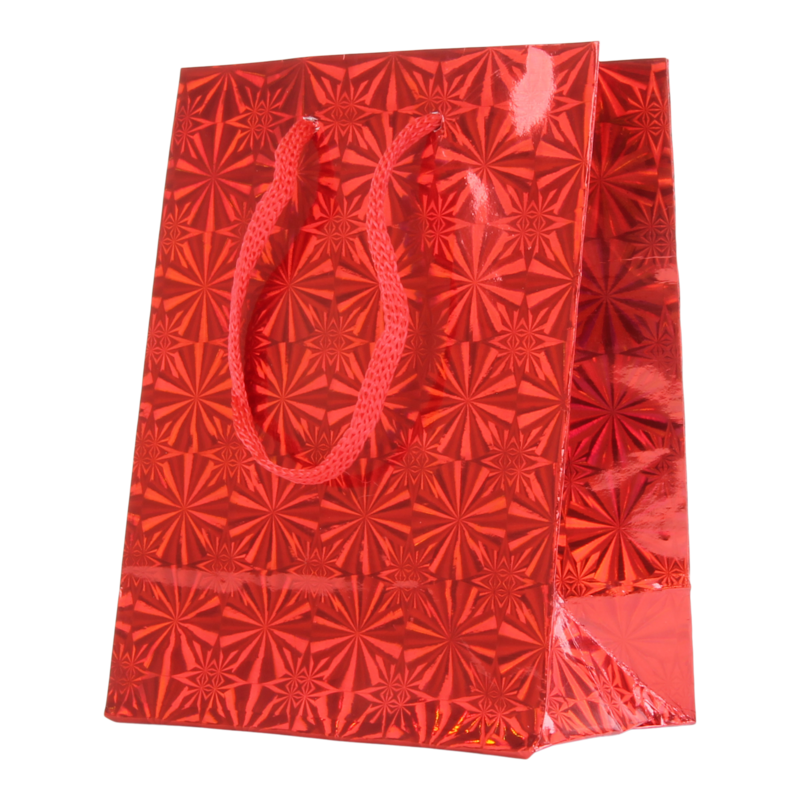 Draagtas Holografisch papier 11,5+(2x3,3)X14cm Wheels Rood 1
