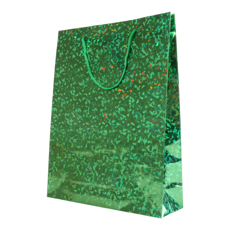 Draagtas Holografisch papier 26+(2x4)X34cm Fantasy Groen 1