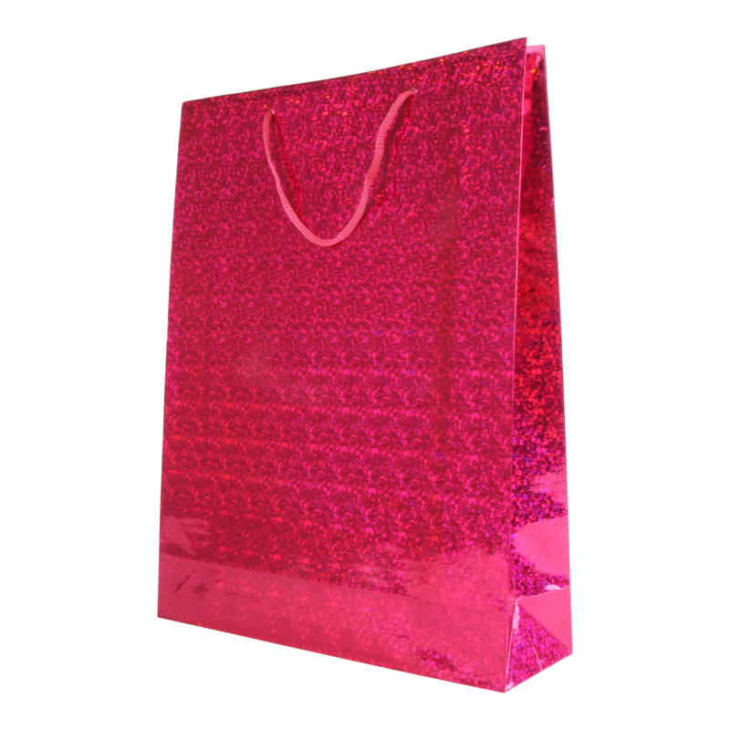 Draagtas Holografisch papier 26+(2x4)X38cm Fantasy Fuchsia 1