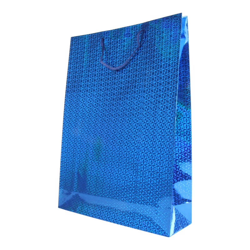 Draagtas Holografisch papier 32,5+(2x5)X44,5cm Balls Blauw 1