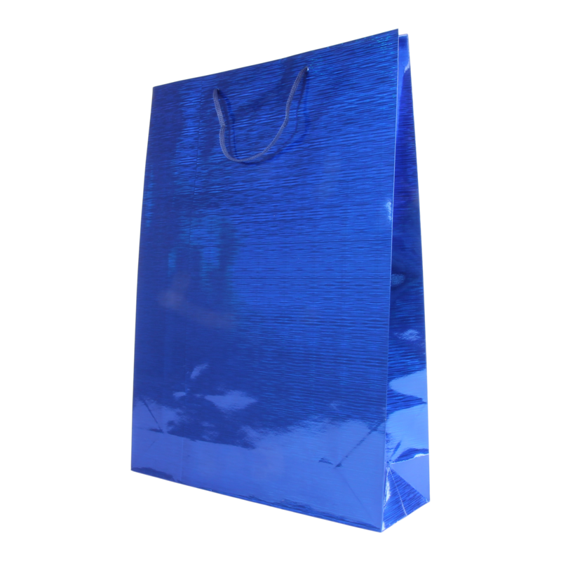 Draagtas Holografisch papier 32,5+(2x5)X44,5cm Stripes Blauw 1