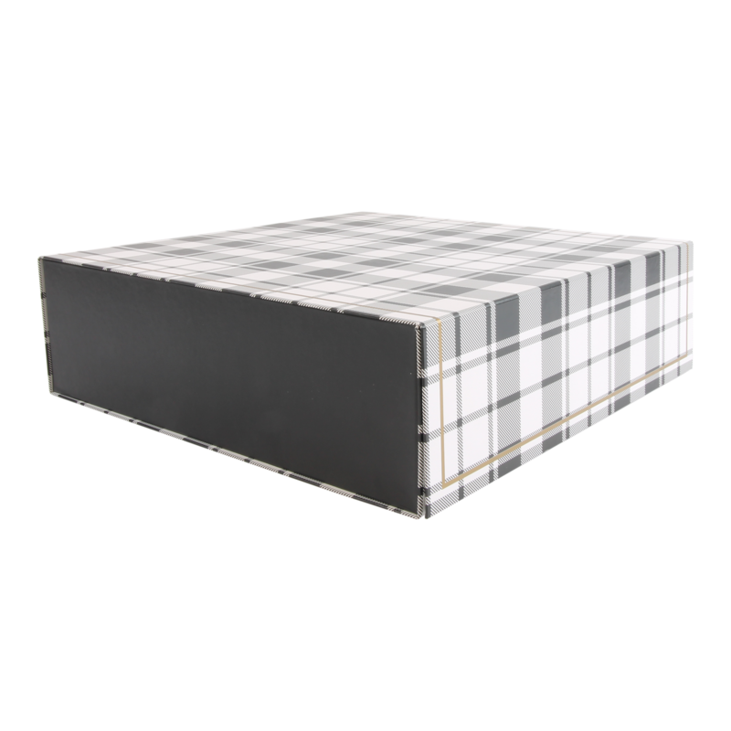 Cadeaudoos 30x30x9cm Ruit Zwart 1