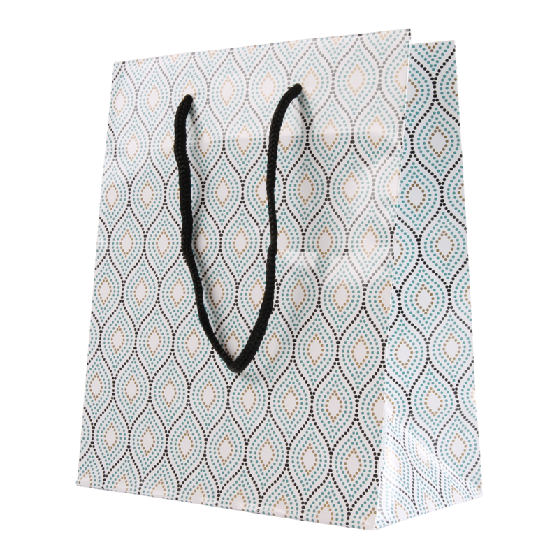 Draagtas Luxe karton 19+(2x5)x23cm Feather Blauw 1