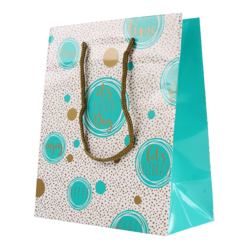 Draagtas Luxe karton 19+(2x5)x23cm It's your day Groen 1