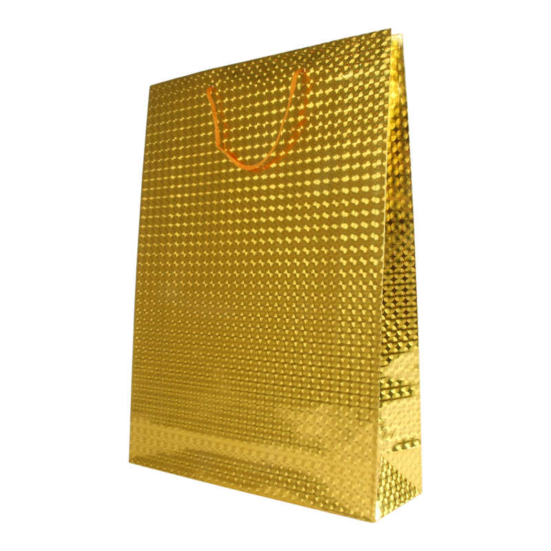 Draagtas Holografisch papier 32,5+(2x5)X44,5cm Balls Goud 1