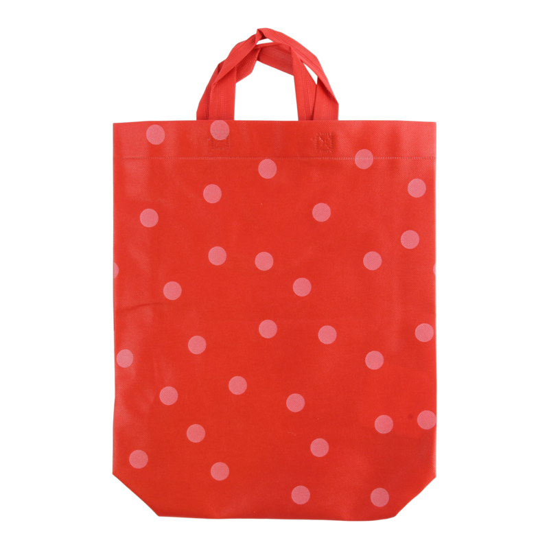 Draagtas PP non woven 37+(2x5)x40cm Dots Rood 1