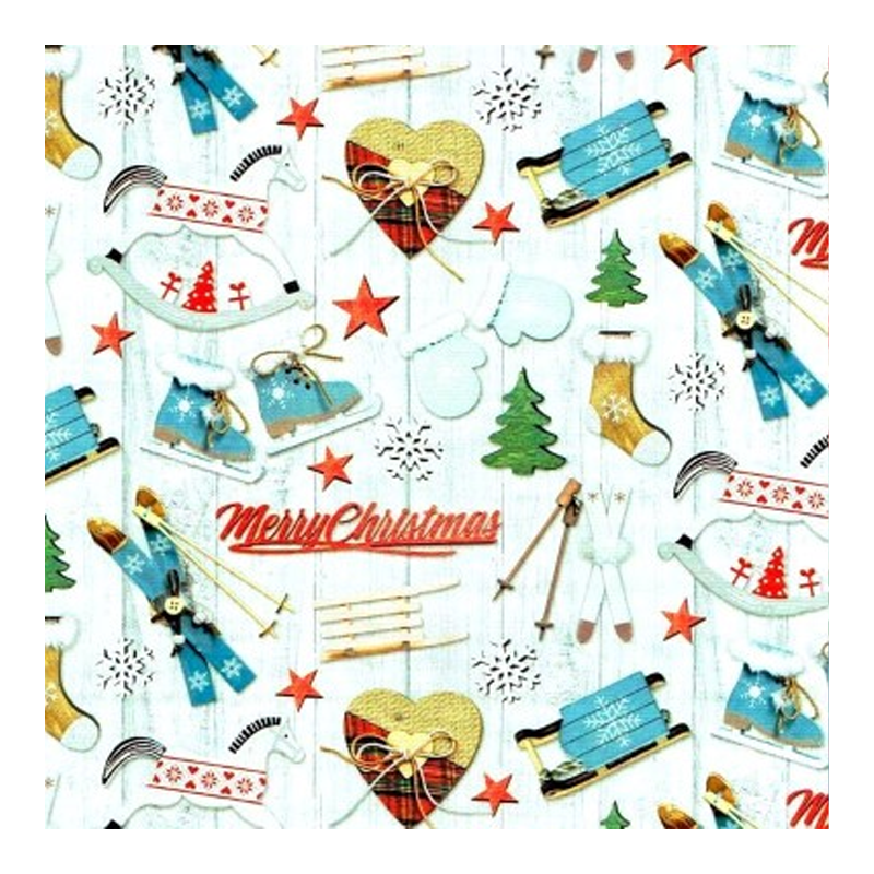 Cadeaupapier Glossy 50cm Kerst dessin 6055 1