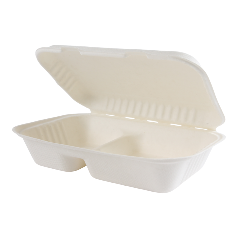 Menubox met deksel Suikerriet 230x155x80mm 2 vaks 1
