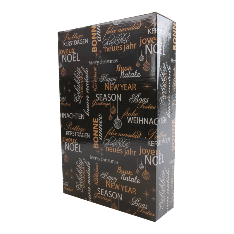 Flesdoos 3 fles Christmas Zwart 1