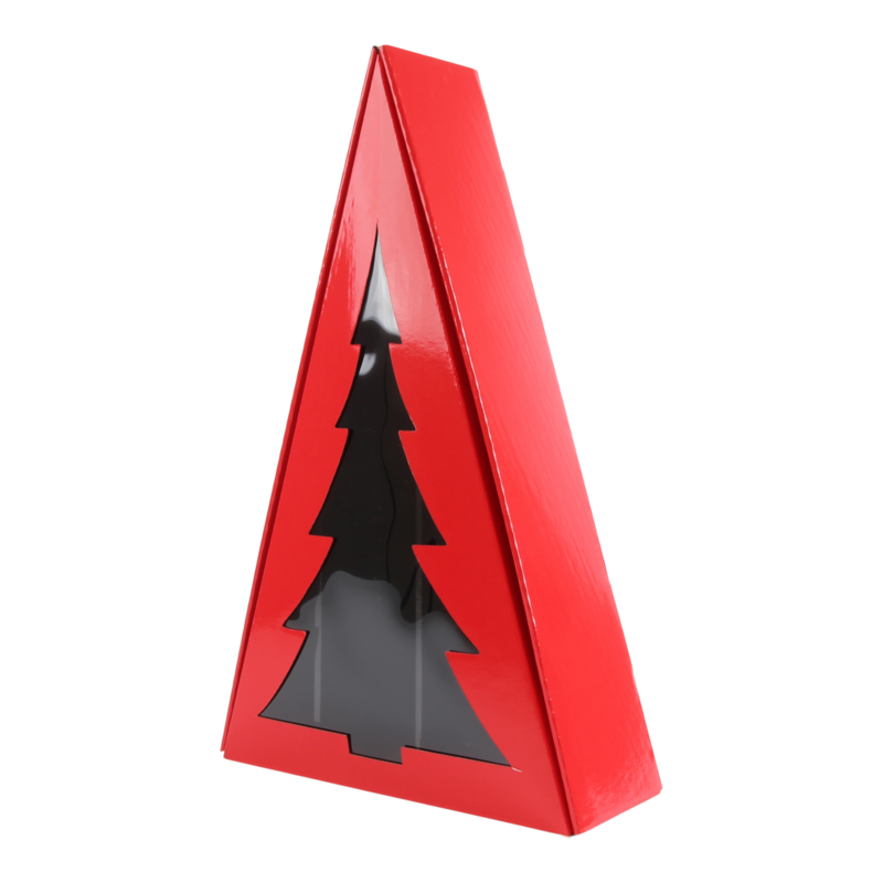 Flesdoos 23x9,3x38cm 1 fles Dennenboom Rood 1