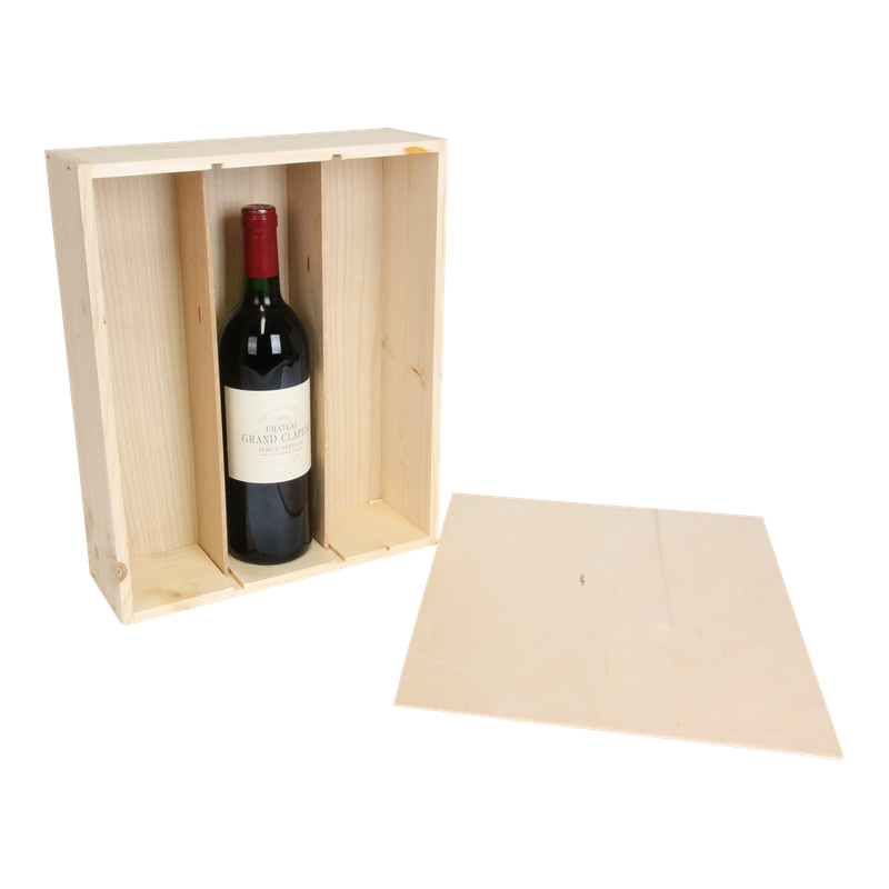 Fleskist 3 fles Met losse deksel Hout 1