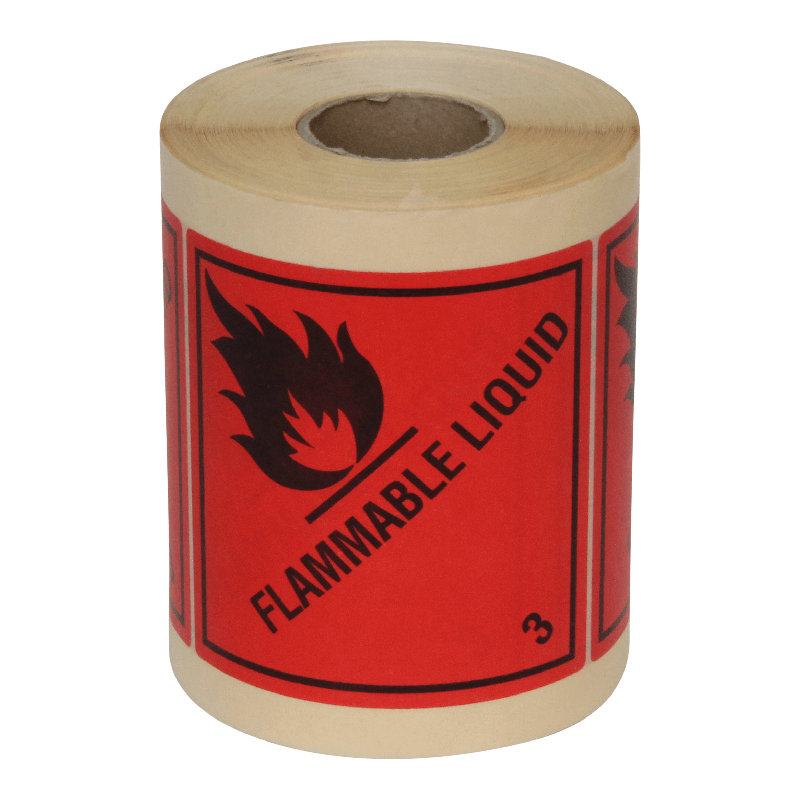 Gevarenetiket Papier 10x10cm Flammable Liquid Rood 1