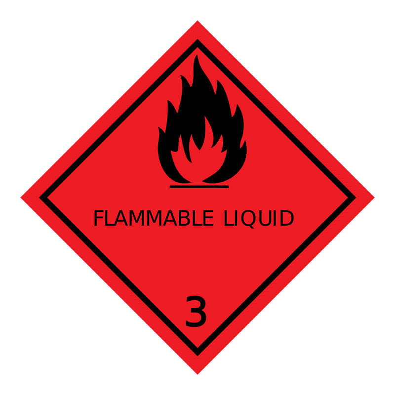 Gevarenetiket PE 10x10cm Flammable liquid Rood 1