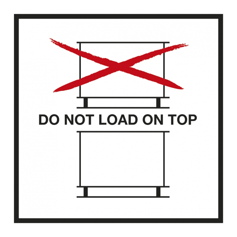 Gevarenetiket PE 10x10cm Do not load on top Wit 1