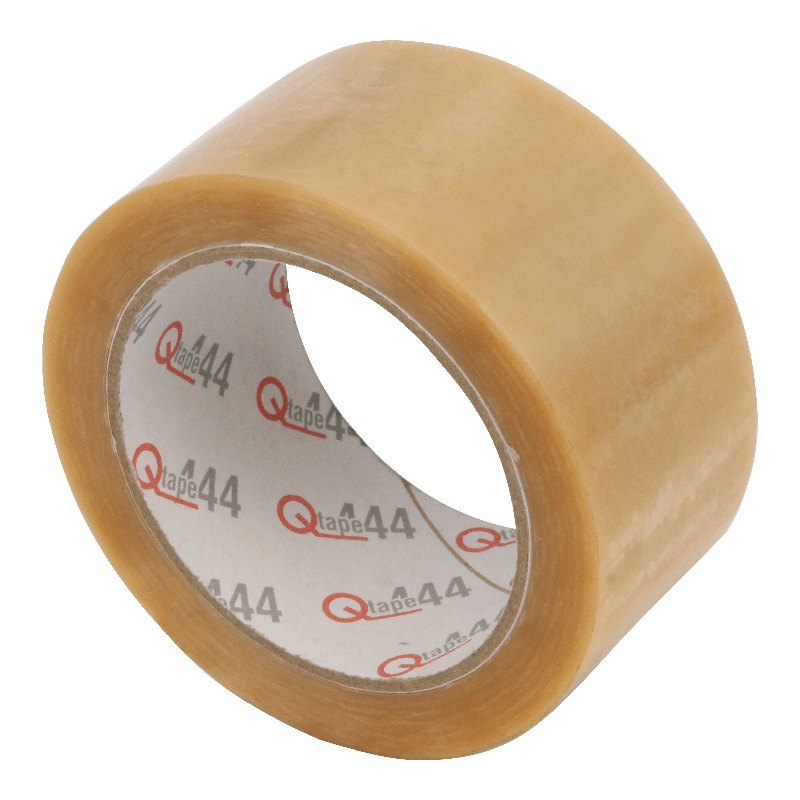 Tape 50mm 32my PVC Solvent 66m op rol Q444 Transparant 1