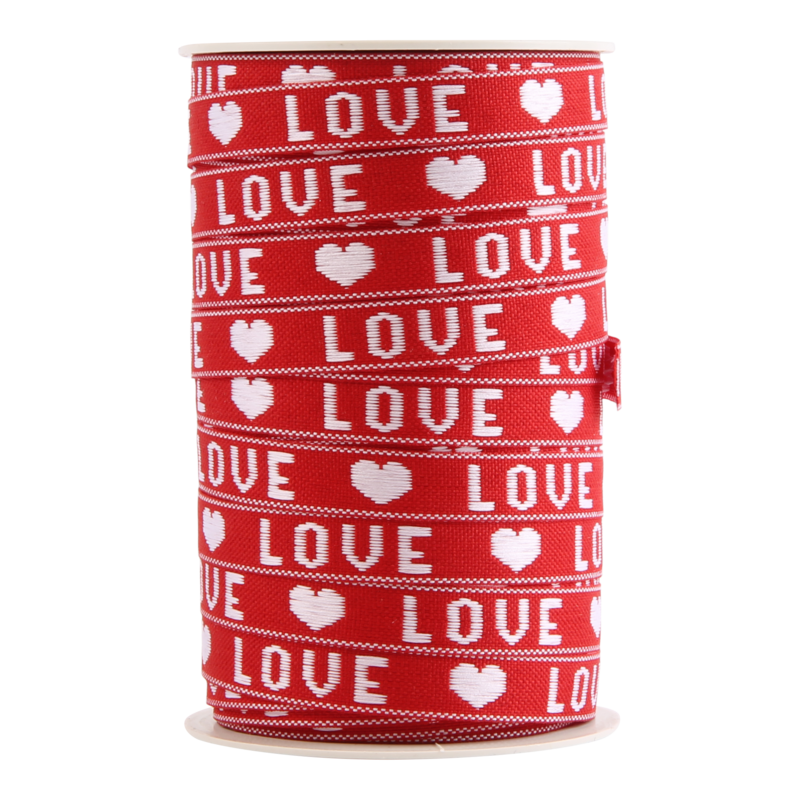 Luxe lint Katoen 10mm Love Rood 1