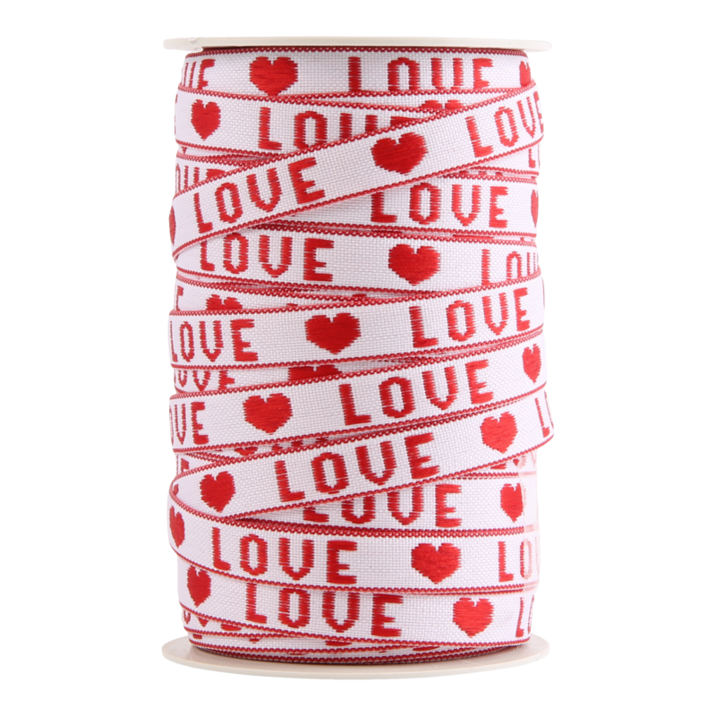 Luxe lint Katoen 10mm Love Wit 1