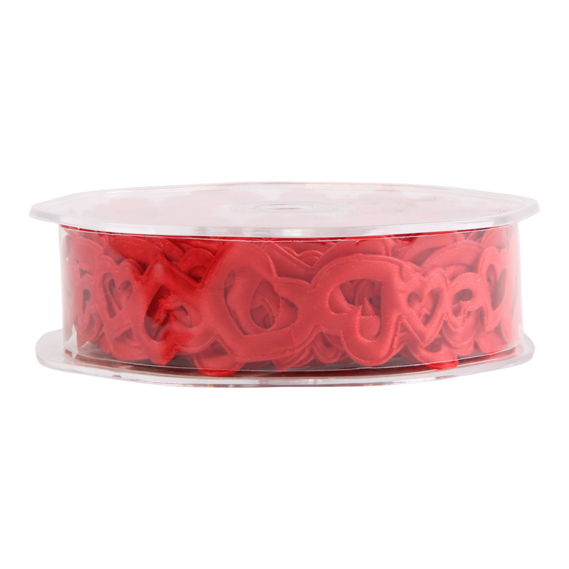 Luxe lint 21mm Fluwelen hartjes Rood 1