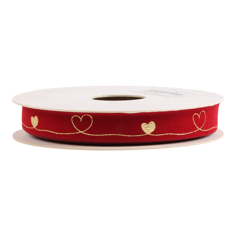 Luxe lint Fluweel 15mm Hart Rood 1