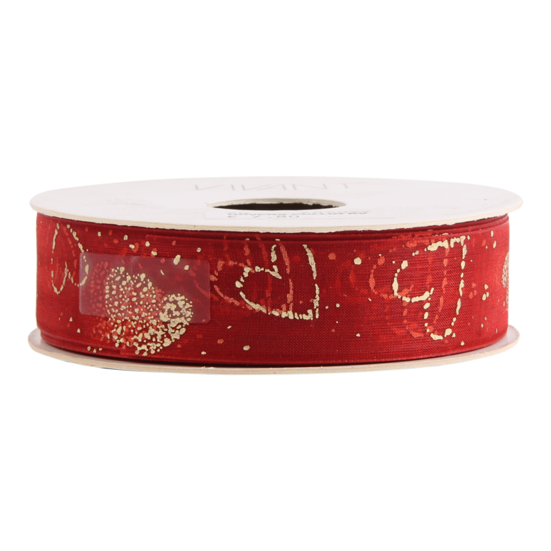 Luxe lint Organza 25mm Amore Rood 1