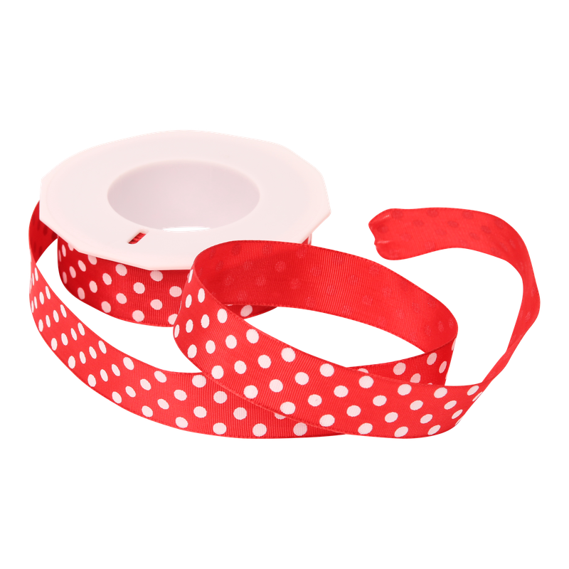 Luxe lint Organza 25mm Polka dots Rood 1