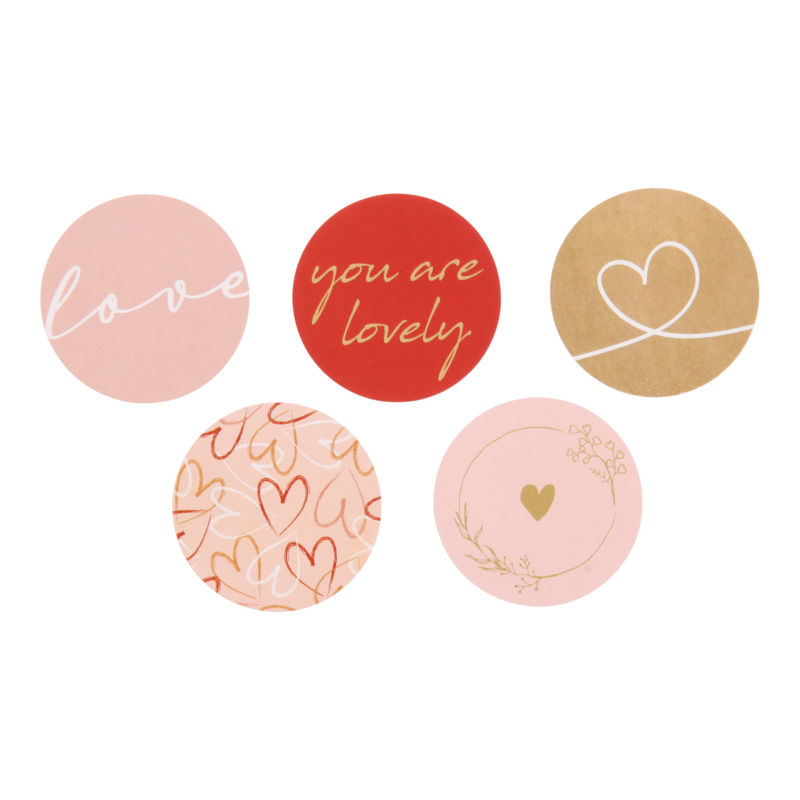 Etiket rond 40mm 5 love dessins assorti 1