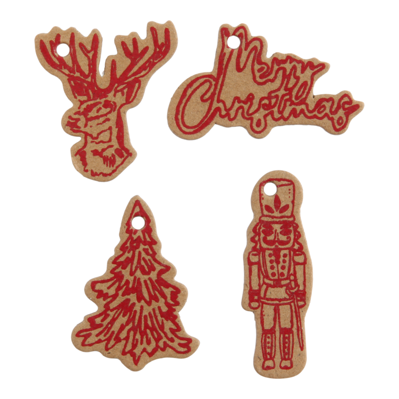 Hanglabel 5,5x4cm Rood Merry Christmas 1