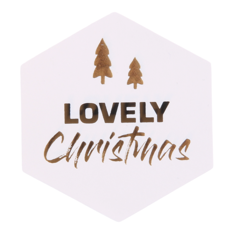 Etiket Zeshoek 39x41mm Lovely Christmas 1