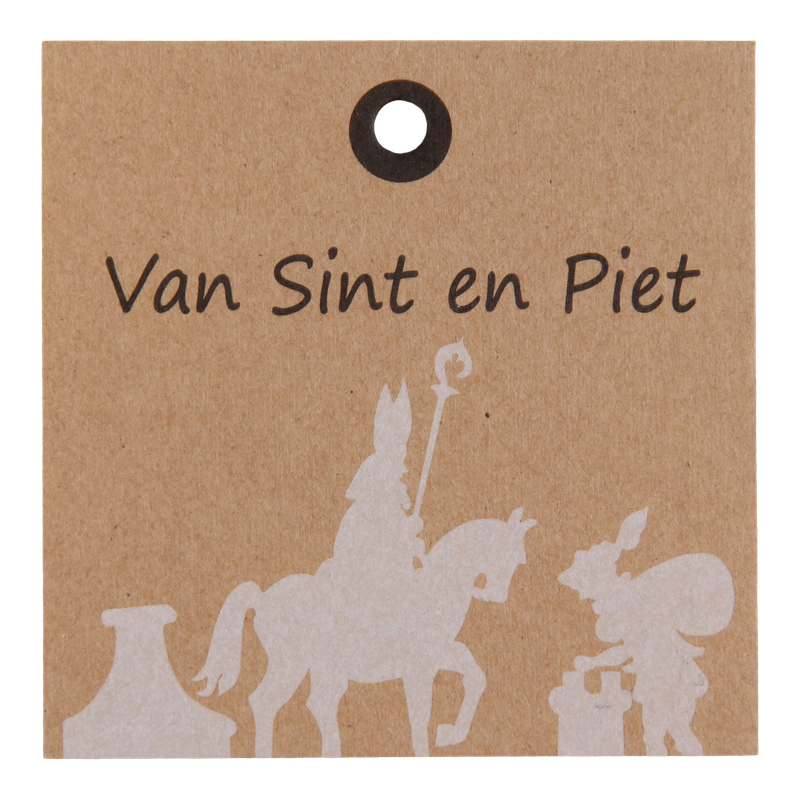 Hanglabel 7x7cm Van Sint en Piet Bruin 1