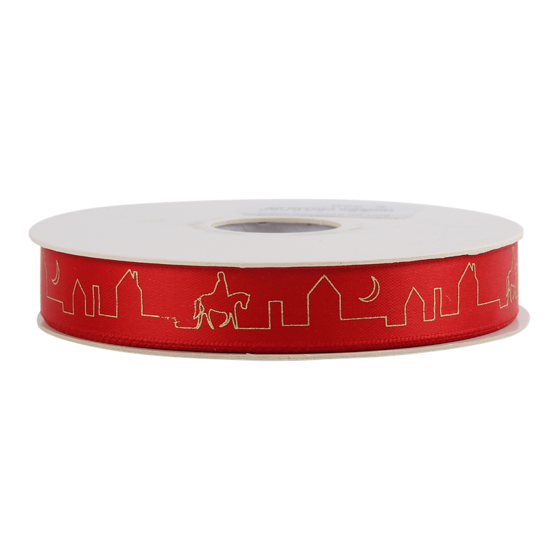 Luxe lint Satijn 16mm Cadeautjes op de daken Rood 1