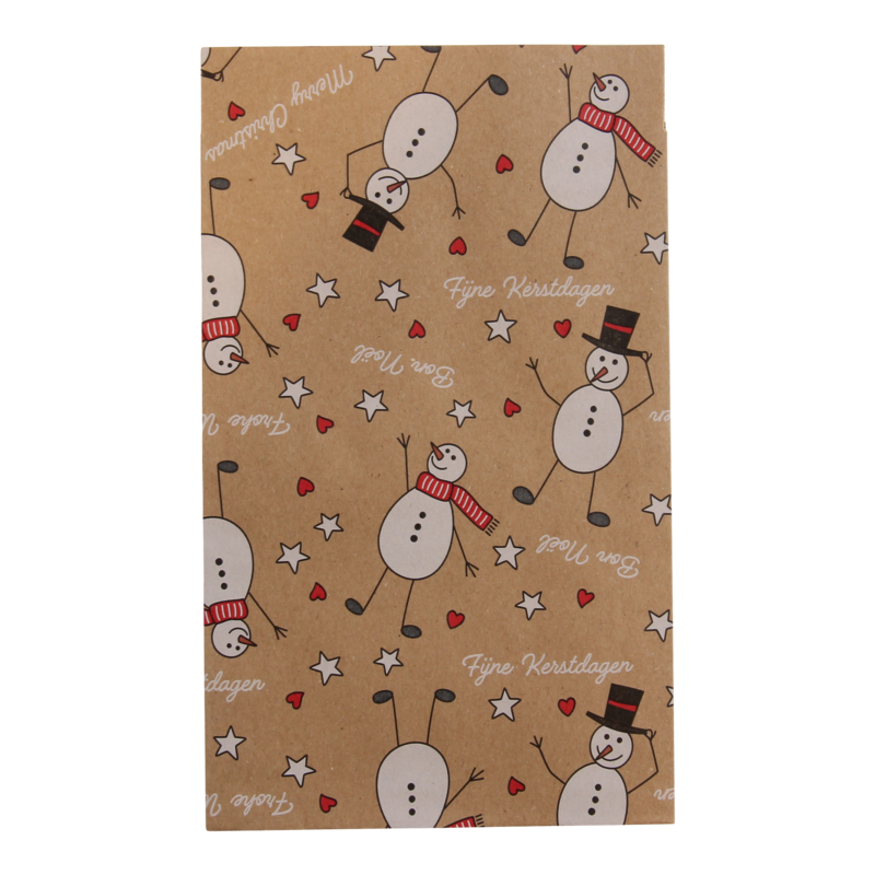 Luxe cadeauzakje 12x19cm Sneeuwpop 1