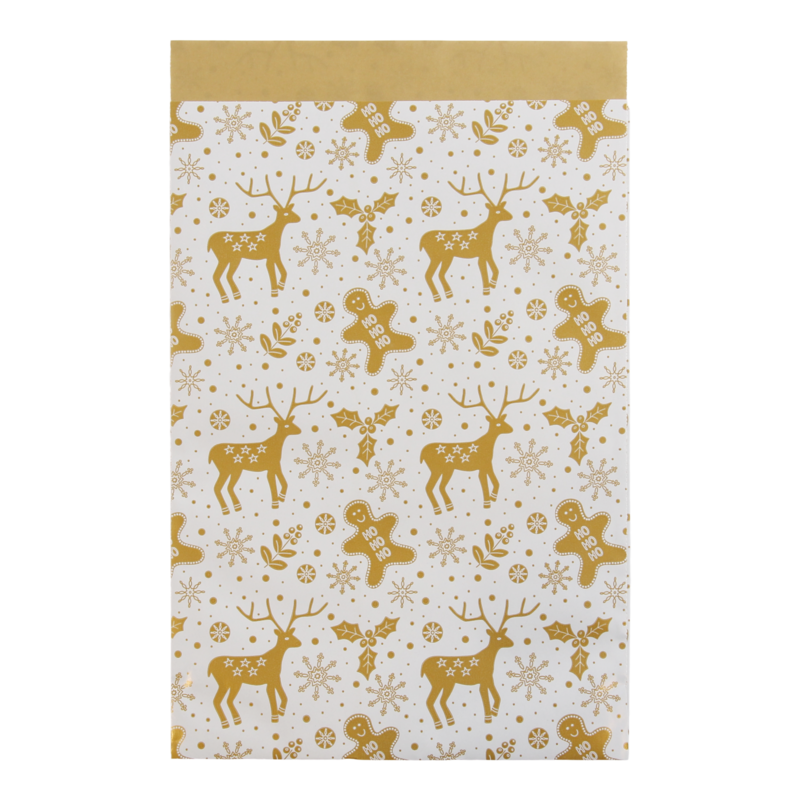 Cadeauzakje 12x19cm Rendier Goud 1